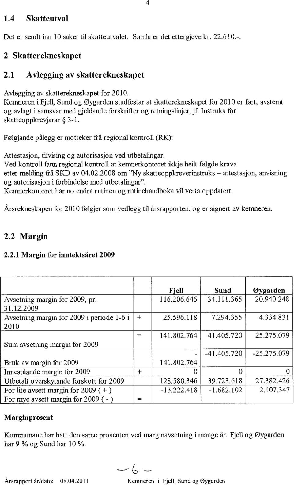 Følgjande pålegg er motteker frå regional kontroll (RK): Attestasjon, tilvising og autorisasjon ved utbetalingar.