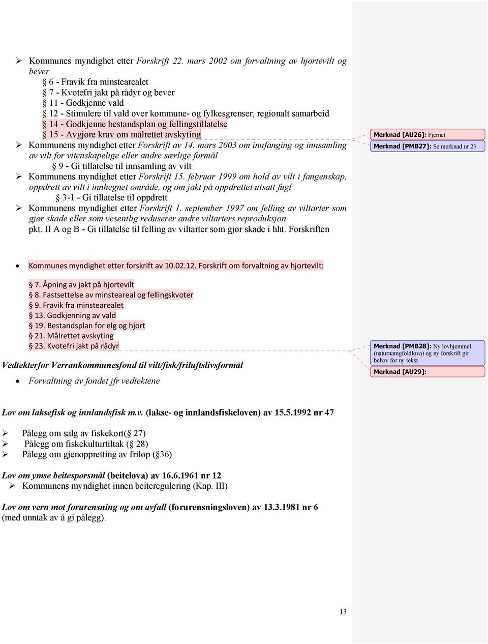 samarbeid 14 - Godkjenne bestandsplan og fellingstillatelse 15 - Avgjøre krav om målrettet avskyting Kommunens myndighet etter Forskrift av 14.