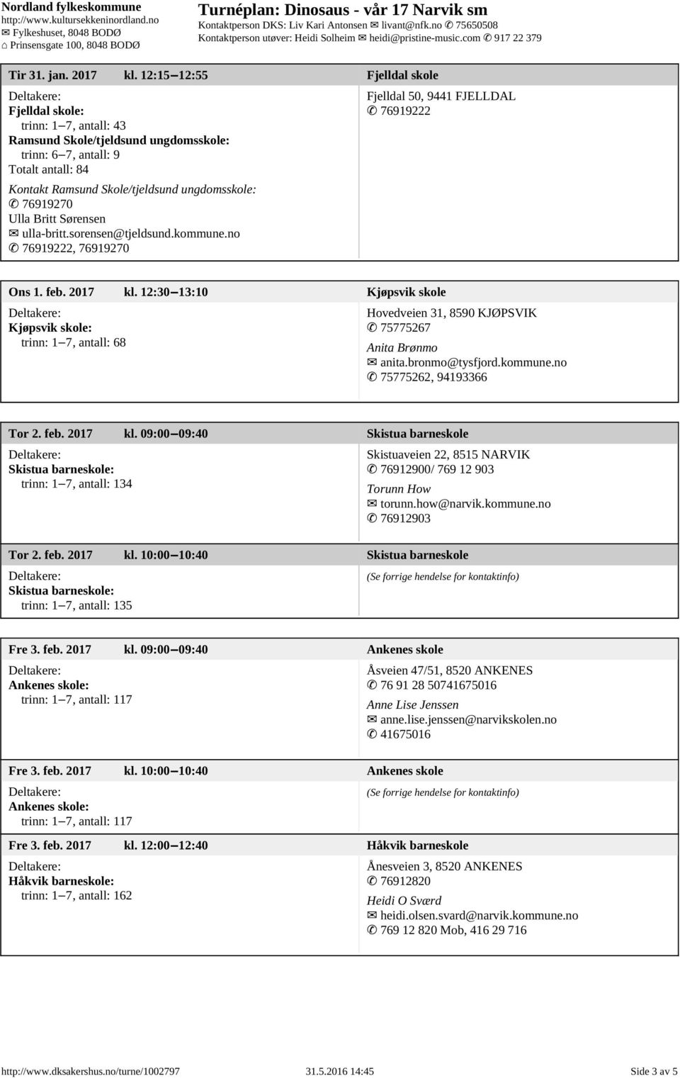 Ulla Britt Sørensen ulla-britt.sorensen@tjeldsund.kommune.no 76919222, 76919270 Fjelldal 50, 9441 FJELLDAL 76919222 Ons 1. feb. 2017 kl.