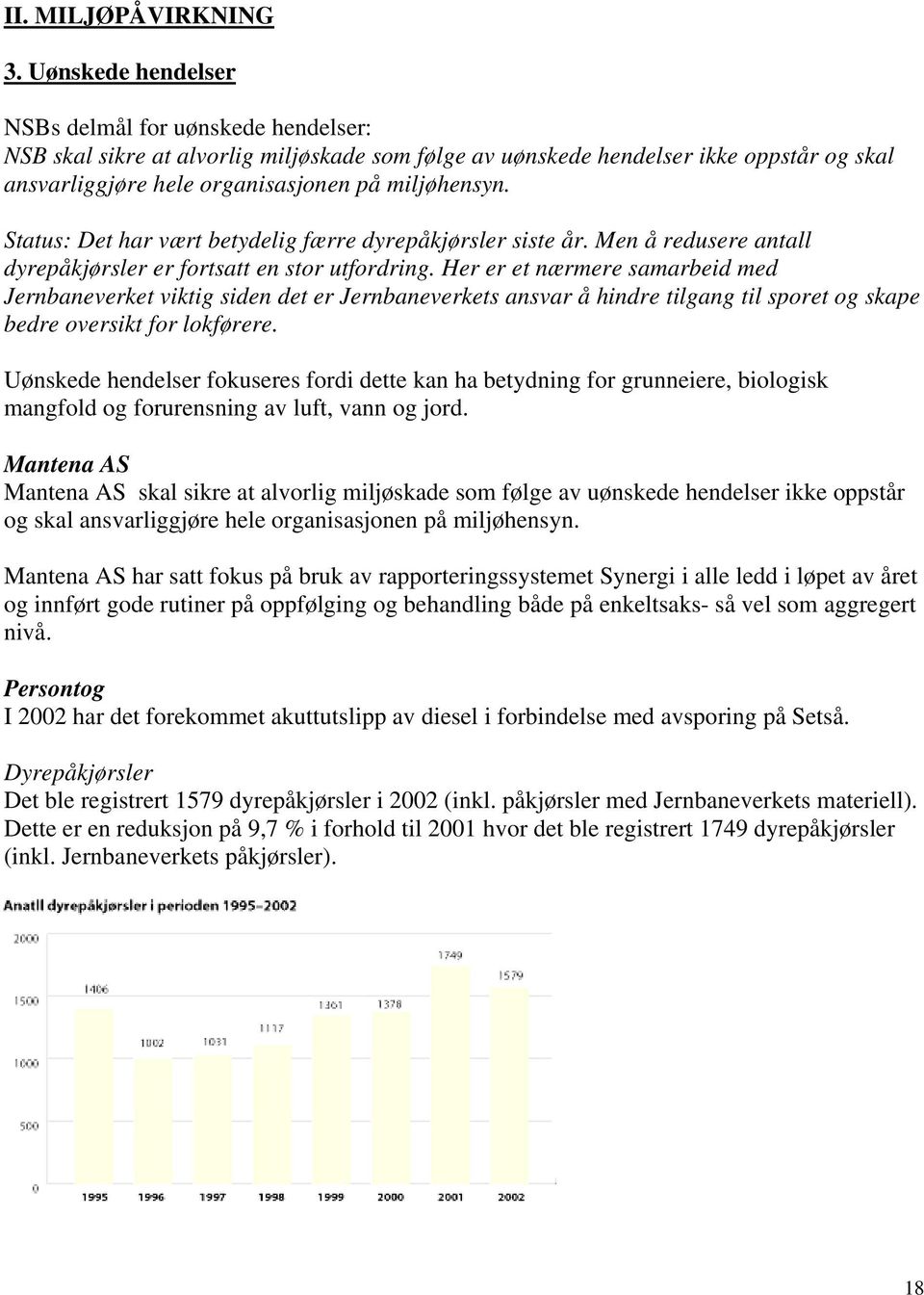 Status: Det har vært betydelig færre dyrepåkjørsler siste år. Men å redusere antall dyrepåkjørsler er fortsatt en stor utfordring.