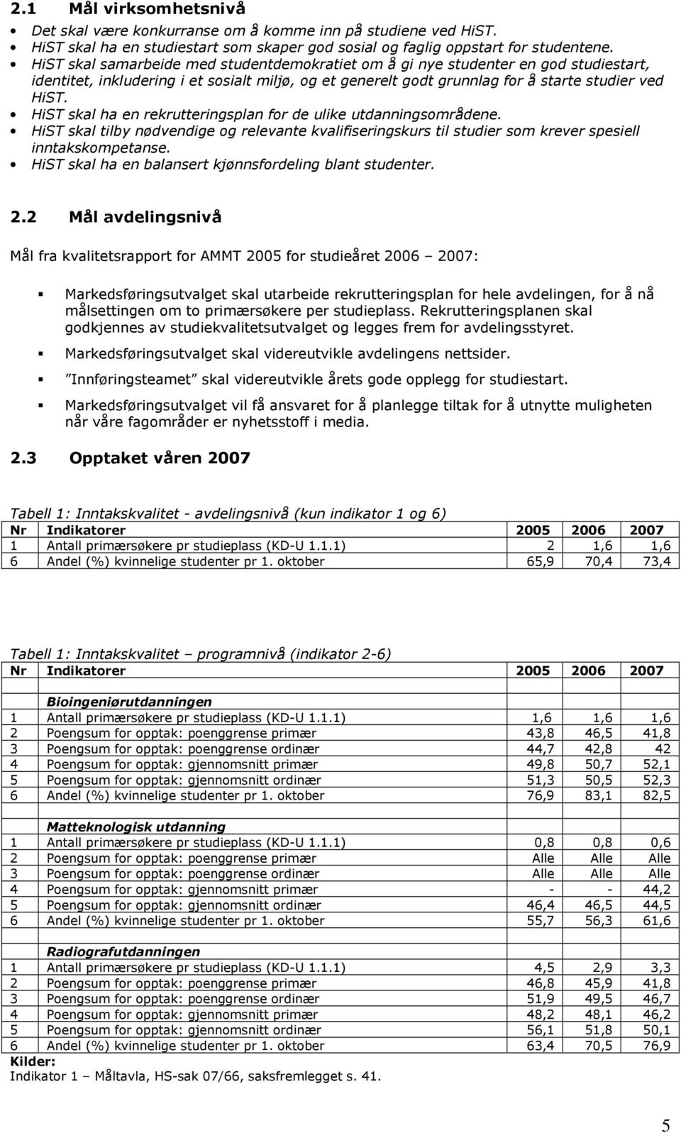 HiST skal ha en rekrutteringsplan for de ulike utdanningsområdene. HiST skal tilby nødvendige og relevante kvalifiseringskurs til studier som krever spesiell inntakskompetanse.