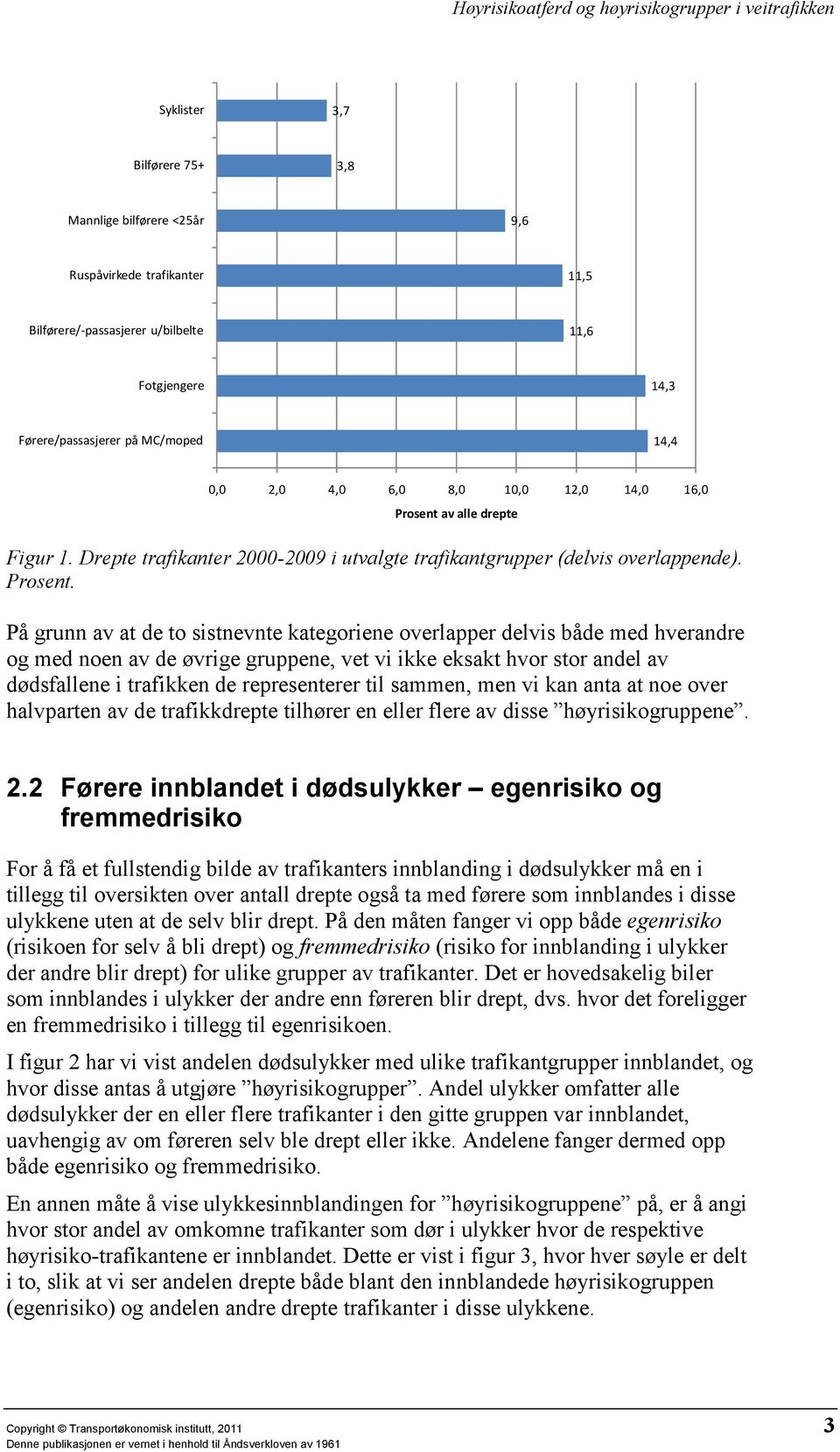 av alle drepte Figur 1. Drepte trafikanter 2000-2009 i utvalgte trafikantgrupper (delvis overlappende). Prosent.