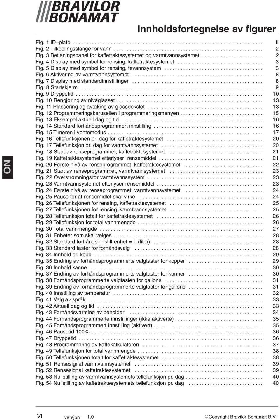 5 Display med symbol for rensing, tevannsystem..................................... 3 Fig. 6 Aktivering av varmtvannsystemet................................................. 8 Fig.