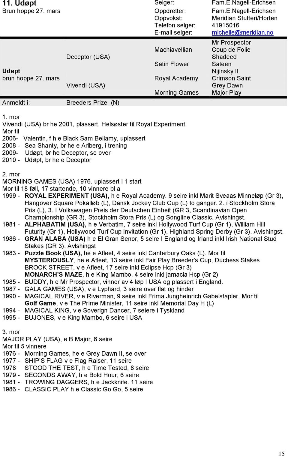 mars Royal Academy Crimson Saint Vivendi (USA) Grey Dawn Morning Games Major Play Breeders Prize (N) Vivendi (USA) br he 2001, plassert.