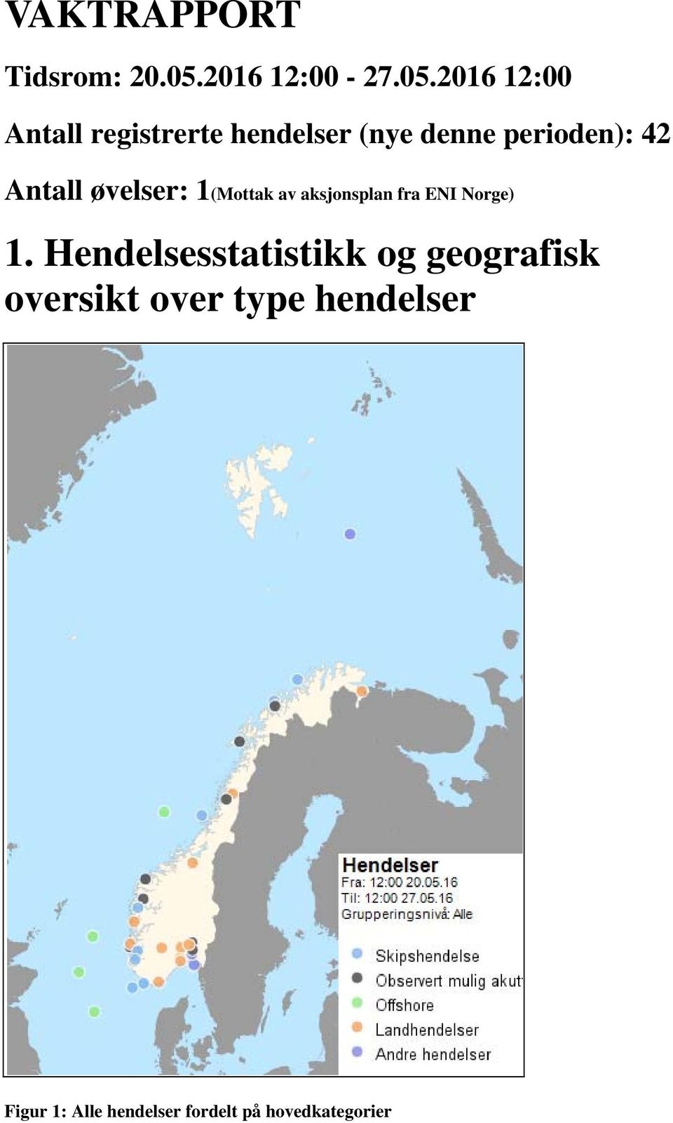 2016 12:00 Antall registrerte hendelser (nye denne perioden): 42