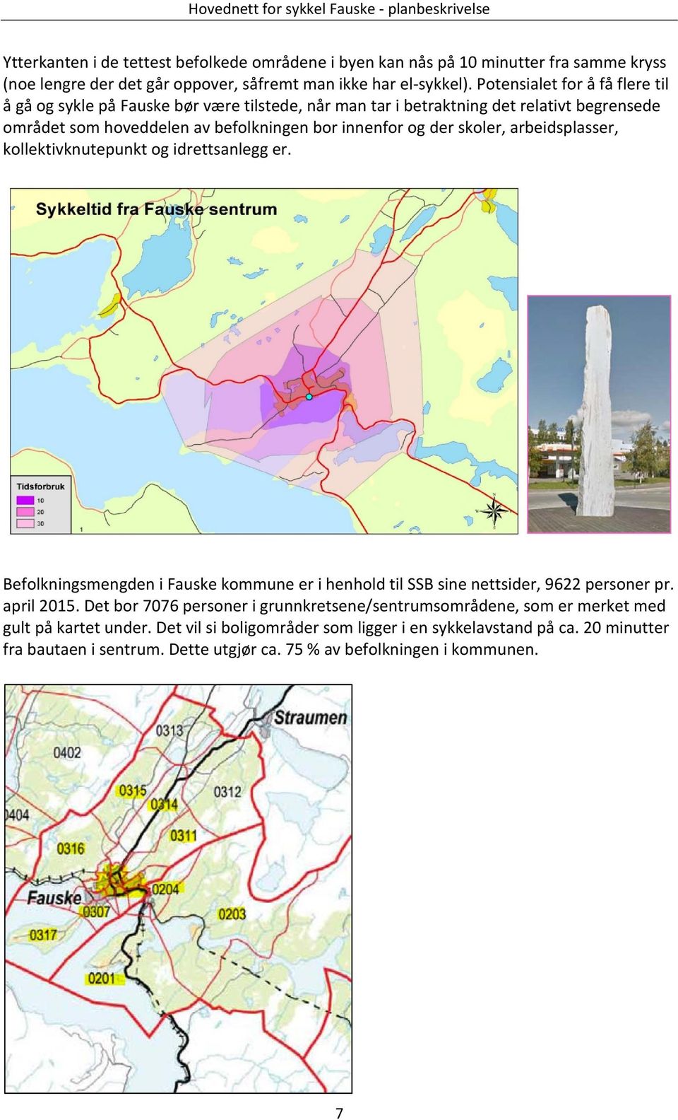 skoler, arbeidsplasser, kollektivknutepunkt og idrettsanlegg er. Befolkningsmengden i Fauske kommune er i henhold til SSB sine nettsider, 9622 personer pr. april 2015.