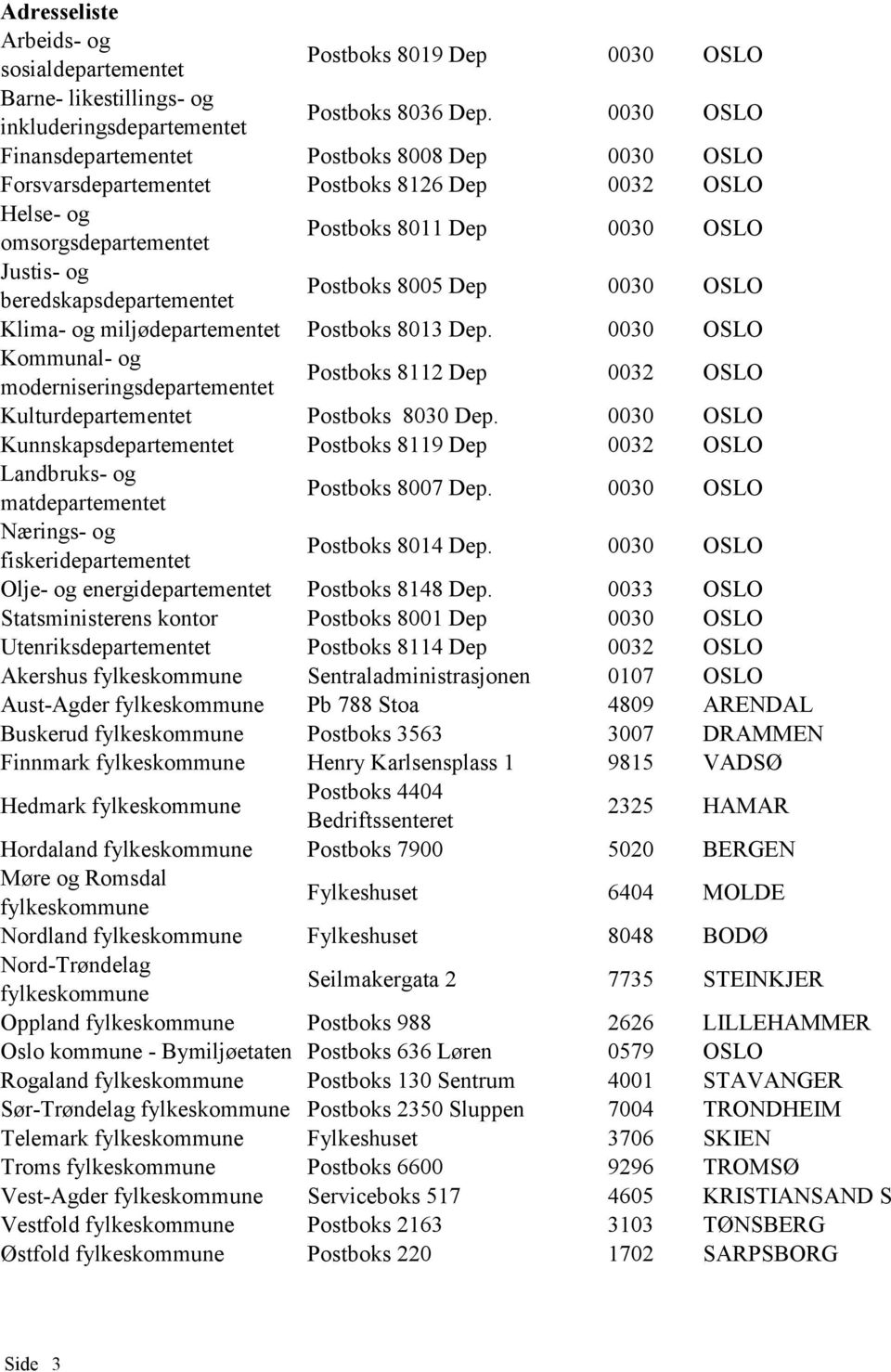 beredskapsdepartementet Postboks 8005 Dep 0030 OSLO Klima- og miljødepartementet Postboks 8013 Dep.