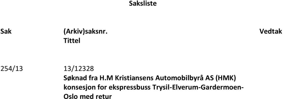 M Kristiansens Automobilbyrå AS (HMK)
