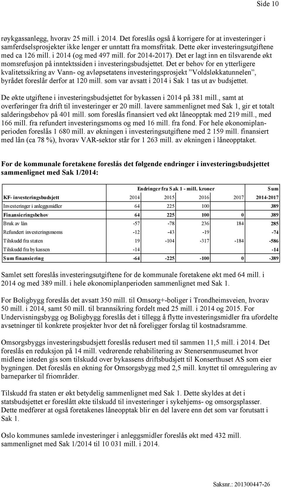 Det er behov for en ytterligere kvalitetssikring av Vann- og avløpsetatens investeringsprosjekt Voldsløkkatunnelen, byrådet foreslår derfor at 120 mill.