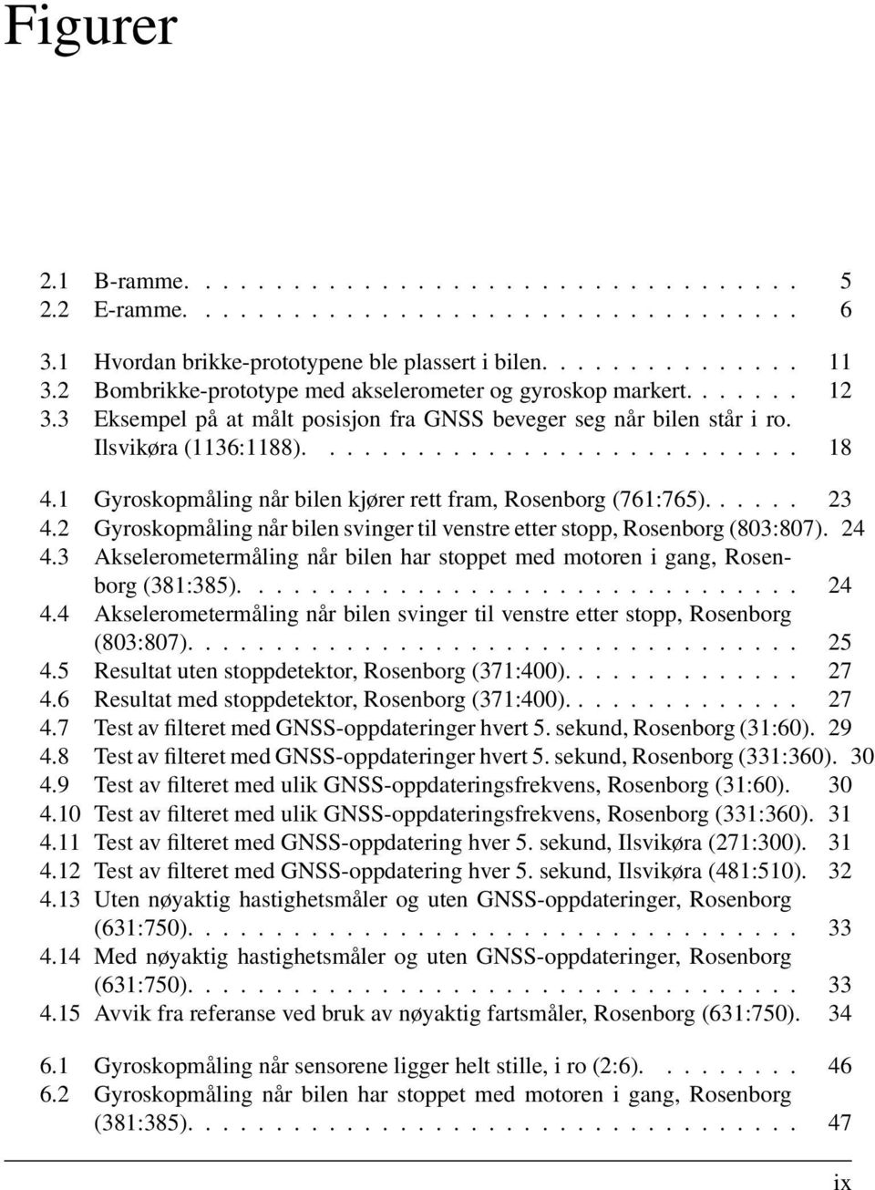 1 Gyroskopmåling når bilen kjører rett fram, Rosenborg (761:765)...... 23 4.2 Gyroskopmåling når bilen svinger til venstre etter stopp, Rosenborg (803:807). 24 4.