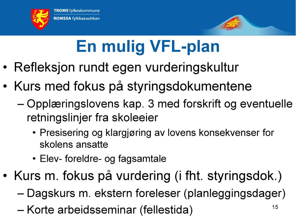 3 med forskrift og eventuelle retningslinjer fra skoleeier Presisering og klargjøring av lovens