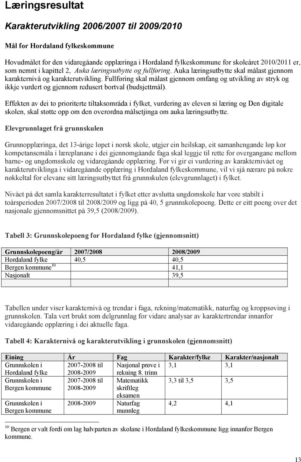 Fullføring skal målast gjennom omfang og utvikling av stryk og ikkje vurdert og gjennom redusert bortval (budsjettmål).