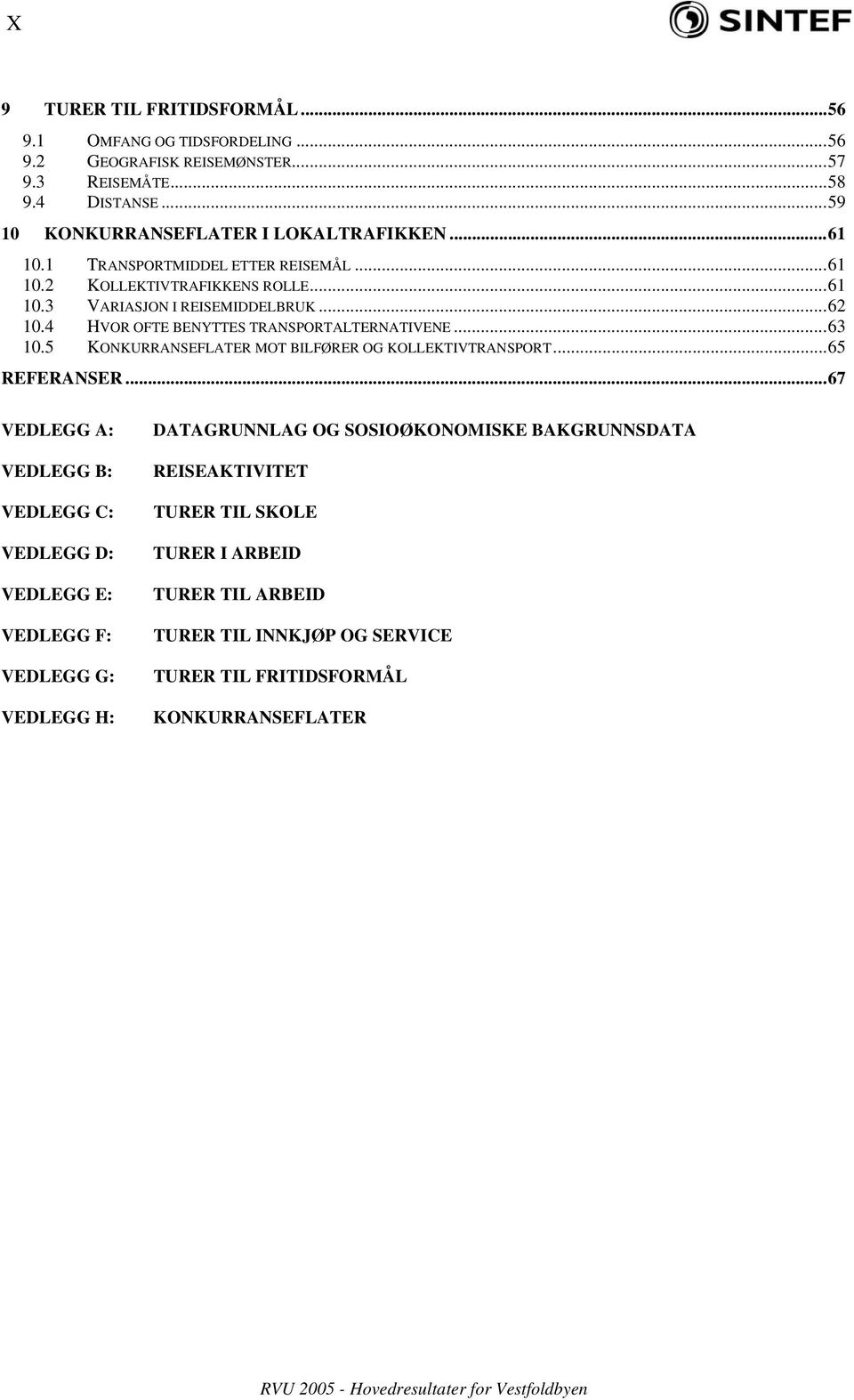 5 KONKURRANSEFLATER MOT BILFØRER OG KOLLEKTIVTRANSPORT...65 REFERANSER.