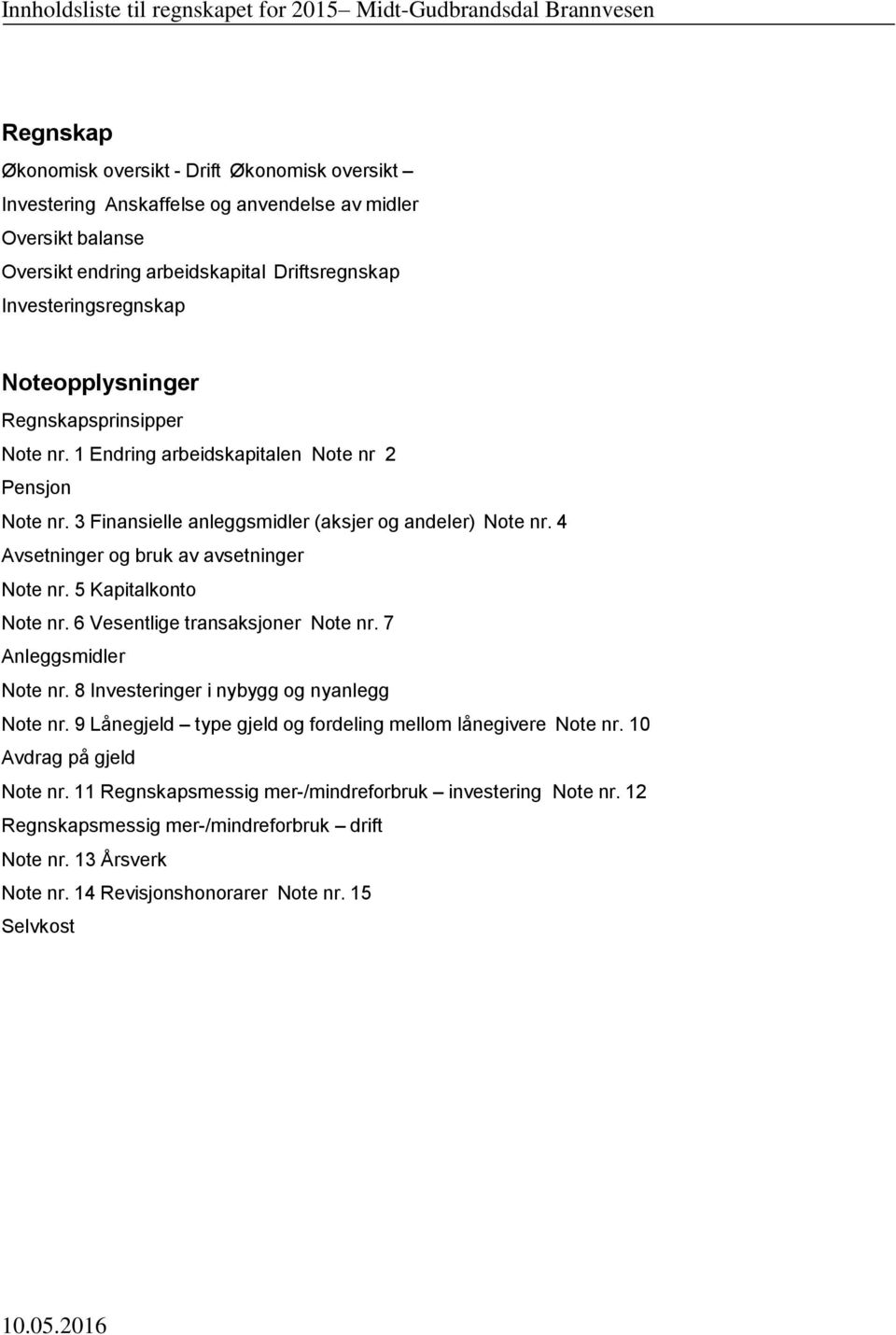 3 Finansielle anleggsmidler (aksjer og andeler) Note nr. 4 Avsetninger og bruk av avsetninger Note nr. 5 Kapitalkonto Note nr. 6 Vesentlige transaksjoner Note nr. 7 Anleggsmidler Note nr.