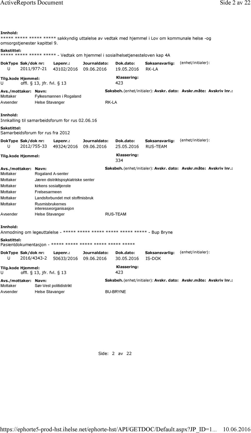 ***** ***** ***** ***** - Vedtak om hjemmel i sosialhelsetjenesteloven kap 4A 2011/977-21 43102/2016 19.05.2016 RK-LA Mottaker Fylkesmannen i Rogaland Saksbeh. Avskr. dato: Avskr.måte: Avskriv lnr.