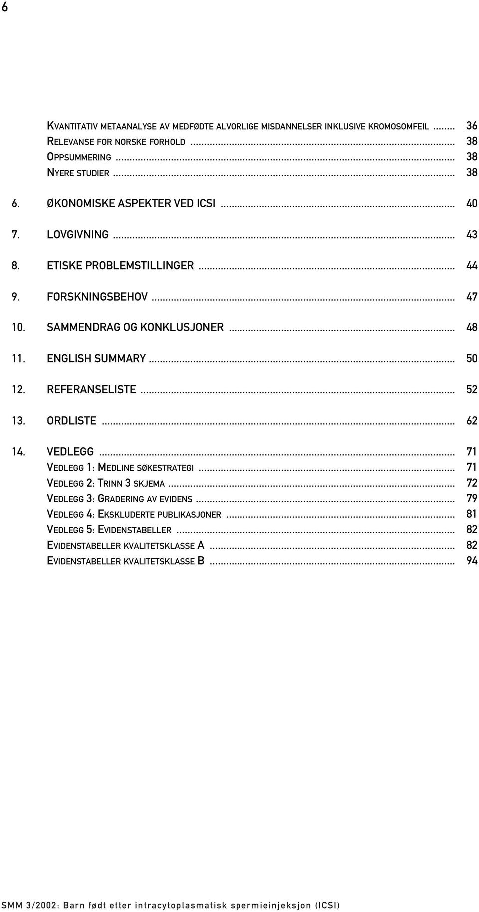 ENGLISH SUMMARY... 50 12. REFERANSELISTE... 52 13. ORDLISTE... 62 14. VEDLEGG... 71 VEDLEGG 1: MEDLINE SØKESTRATEGI... 71 VEDLEGG 2: TRINN 3 SKJEMA.