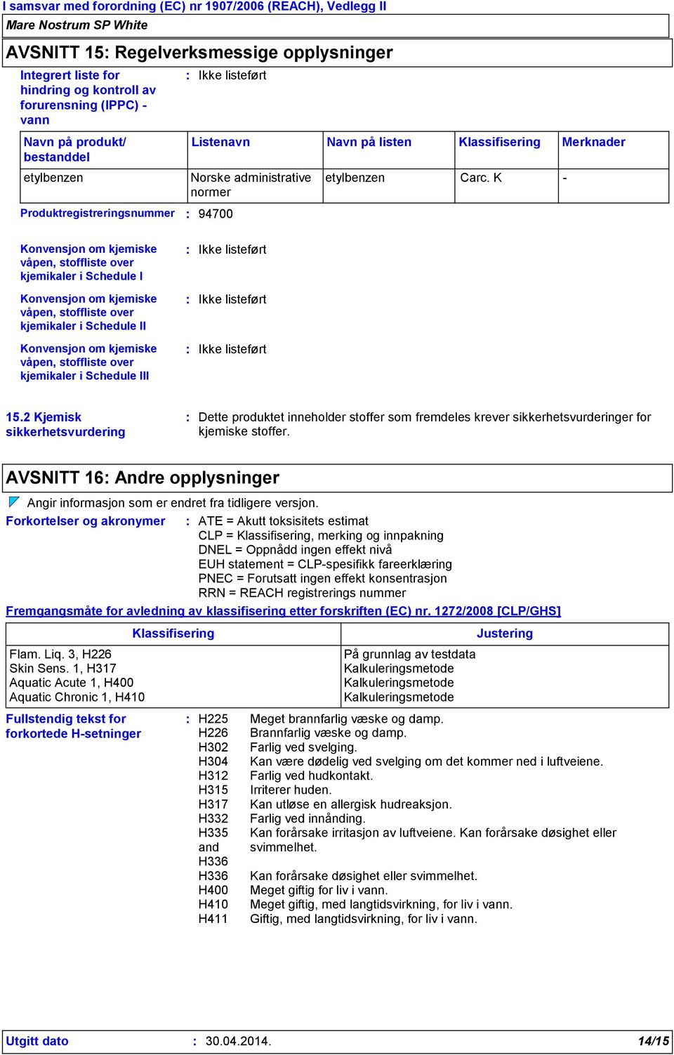 K - Konvensjon om kjemiske våpen, stoffliste over kjemikaler i Schedule I Konvensjon om kjemiske våpen, stoffliste over kjemikaler i Schedule II Konvensjon om kjemiske våpen, stoffliste over