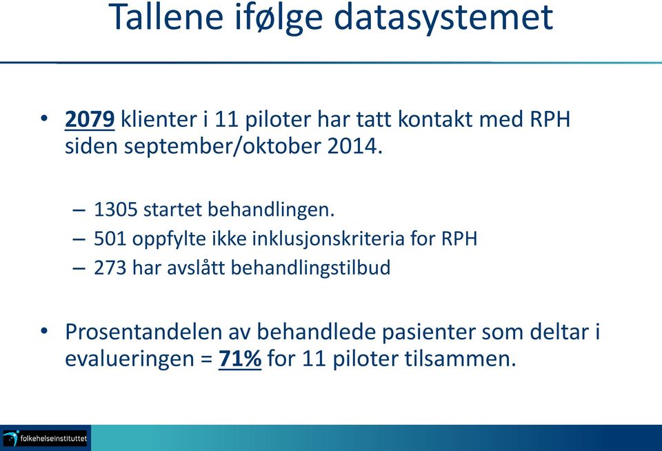 501 oppfylte ikke inklusjonskriteria for RPH 273 har avslått