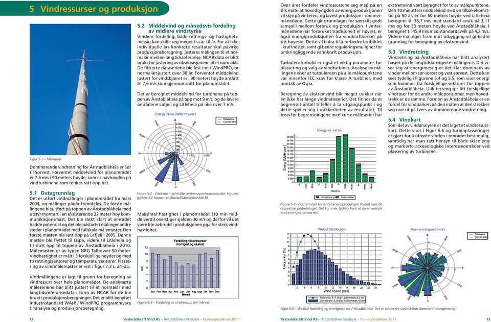 2 middelvind og månedsvis fordeling av midlere vindstyrke Vindens fordeling, både retnings- og hastighetsmessig kan skille seg meget fra år til år.