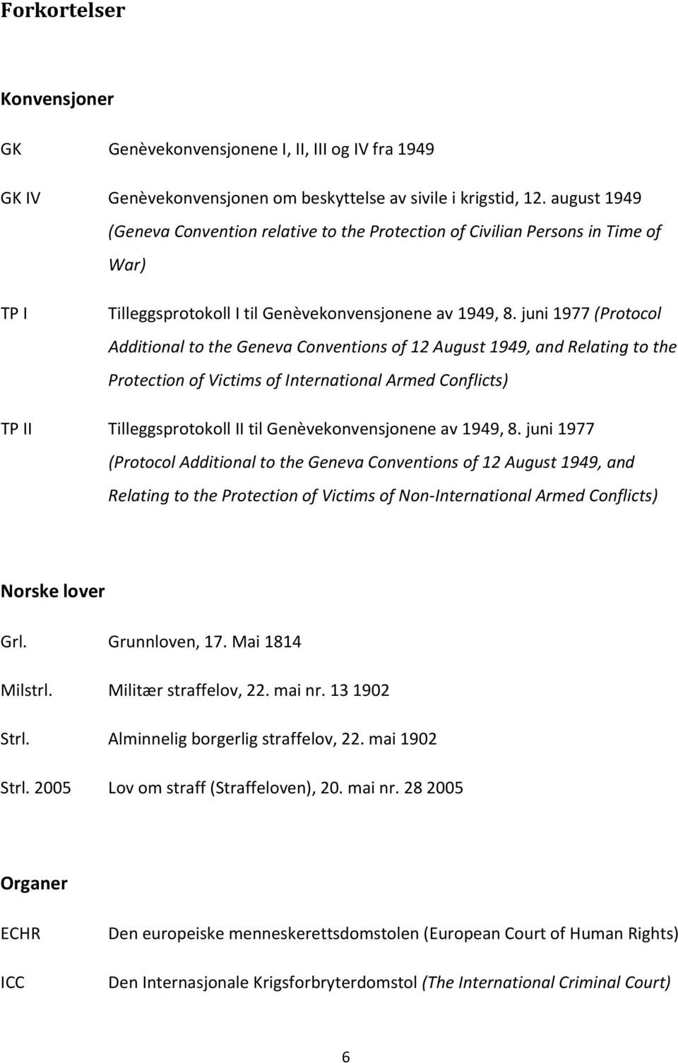 juni 1977 (Protocol Additional to the Geneva Conventions of 12 August 1949, and Relating to the Protection of Victims of International Armed Conflicts) TP II Tilleggsprotokoll II til