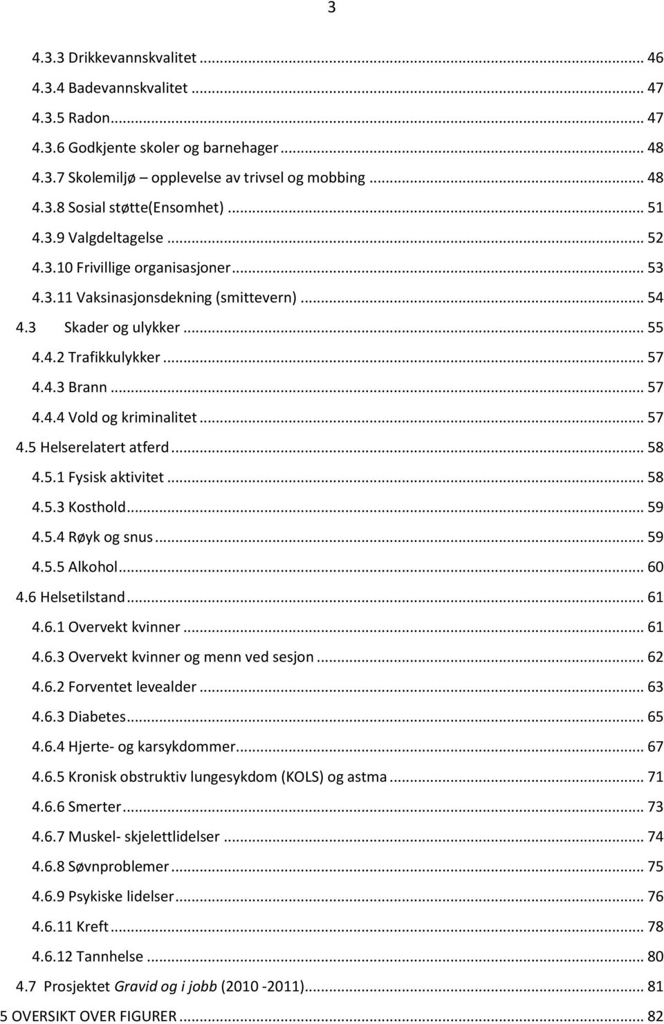 .. 57 4.5 Helserelatert atferd... 58 4.5.1 Fysisk aktivitet... 58 4.5.3 Kosthold... 59 4.5.4 Røyk og snus... 59 4.5.5 Alkohol... 60 4.6 Helsetilstand... 61 4.6.1 Overvekt kvinner... 61 4.6.3 Overvekt kvinner og menn ved sesjon.