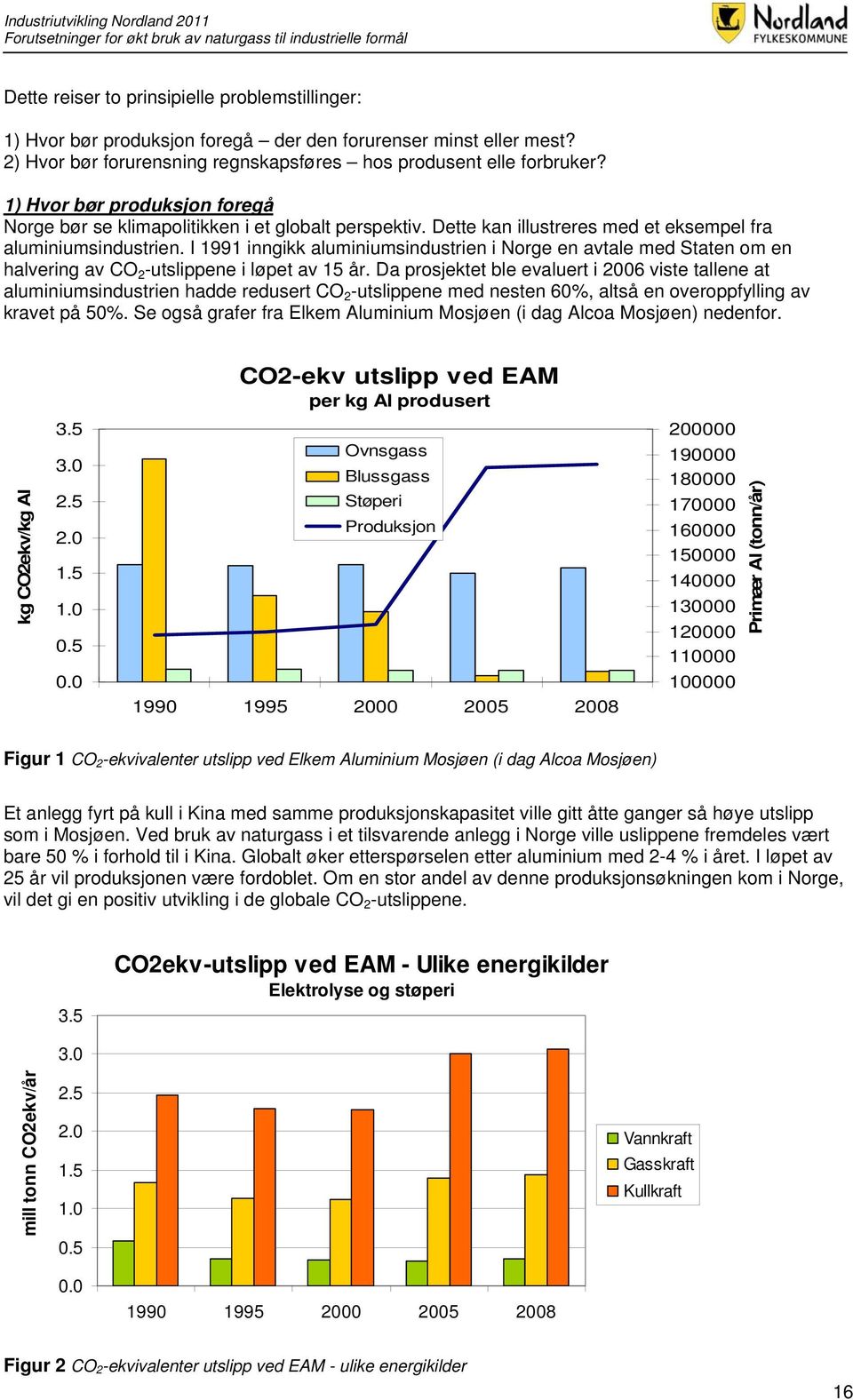 I 1991 inngikk aluminiumsindustrien i Norge en avtale med Staten om en halvering av CO 2 -utslippene i løpet av 15 år.