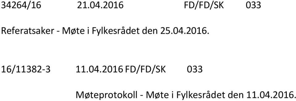 Fylkesrådet den 25.04.2016. 16/11382-3 11.