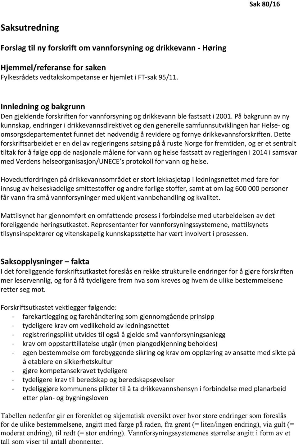 På bakgrunn av ny kunnskap, endringer i drikkevannsdirektivet og den generelle samfunnsutviklingen har Helse- og omsorgsdepartementet funnet det nødvendig å revidere og fornye drikkevannsforskriften.