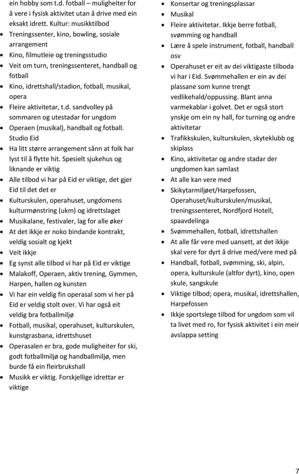 musikal, opera Fleire aktivitetar, t.d. sandvolley på sommaren og utestadar for ungdom Operaen (musikal), handball og fotball.