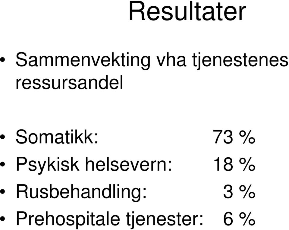 73 % Psykisk helsevern: 18 %