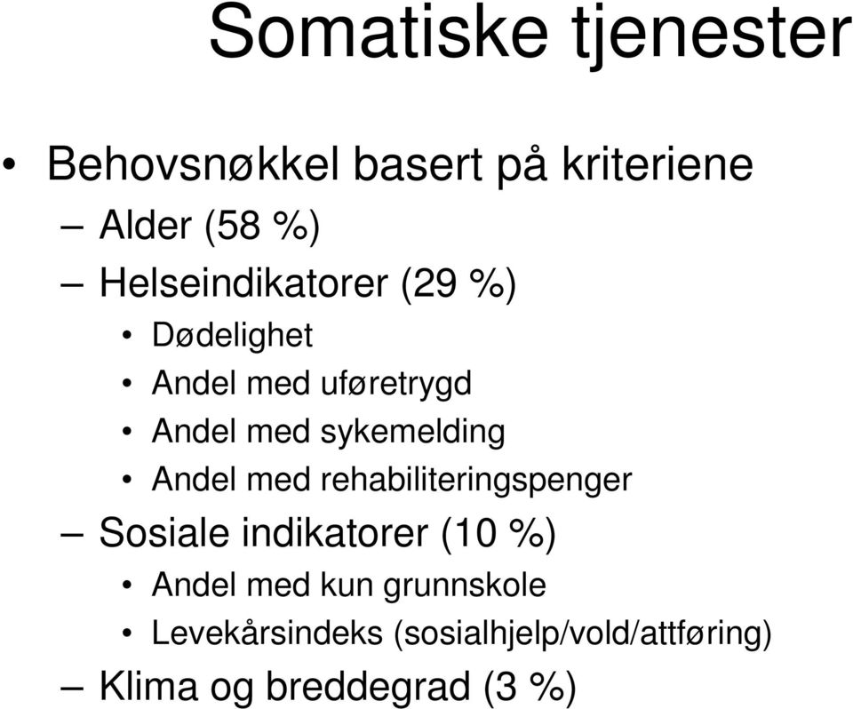 sykemelding Andel med rehabiliteringspenger Sosiale indikatorer (10 %)