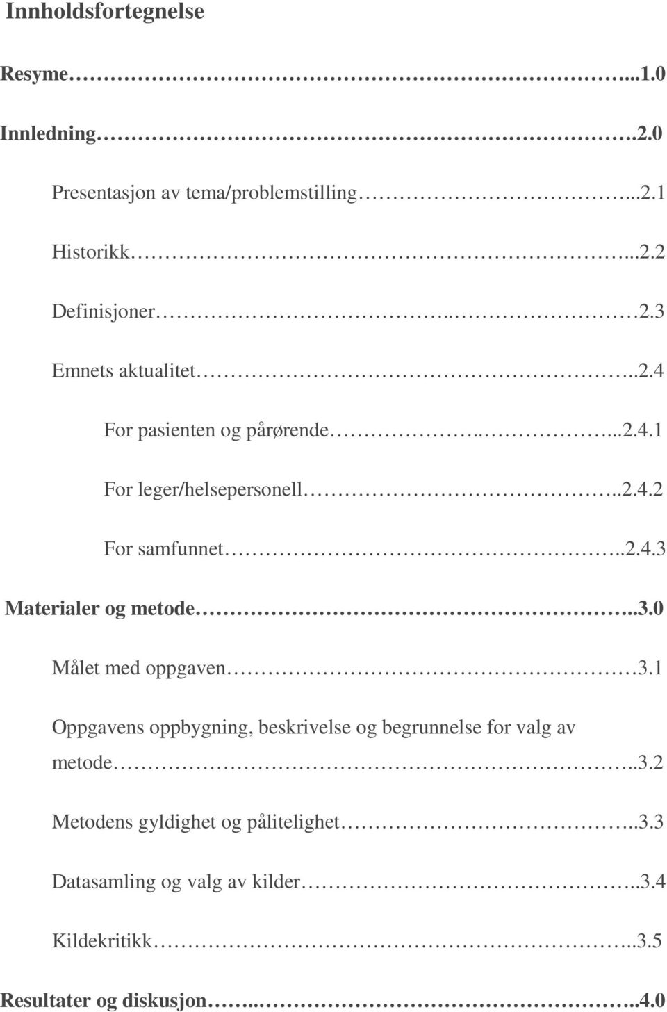 .3.0 Målet med oppgaven 3.1 Oppgavens oppbygning, beskrivelse og begrunnelse for valg av metode..3.2 Metodens gyldighet og pålitelighet.