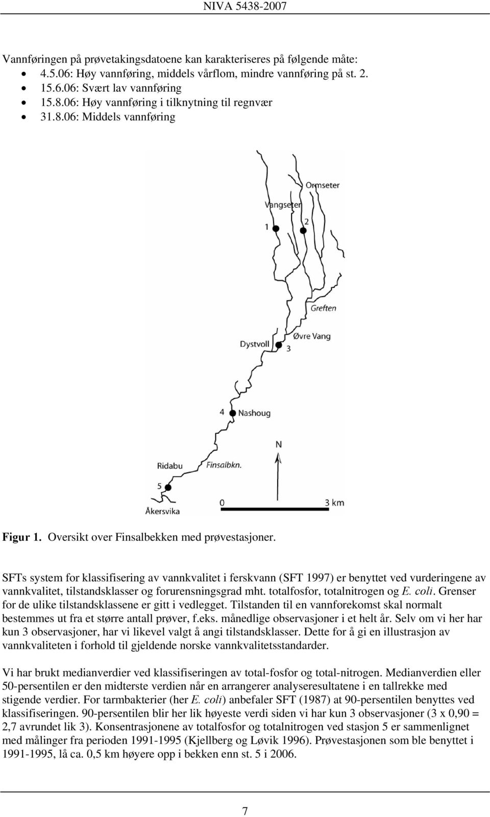 SFTs system for klassifisering av vannkvalitet i ferskvann (SFT 1997) er benyttet ved vurderingene av vannkvalitet, tilstandsklasser og forurensningsgrad mht. totalfosfor, totalnitrogen og E. coli.