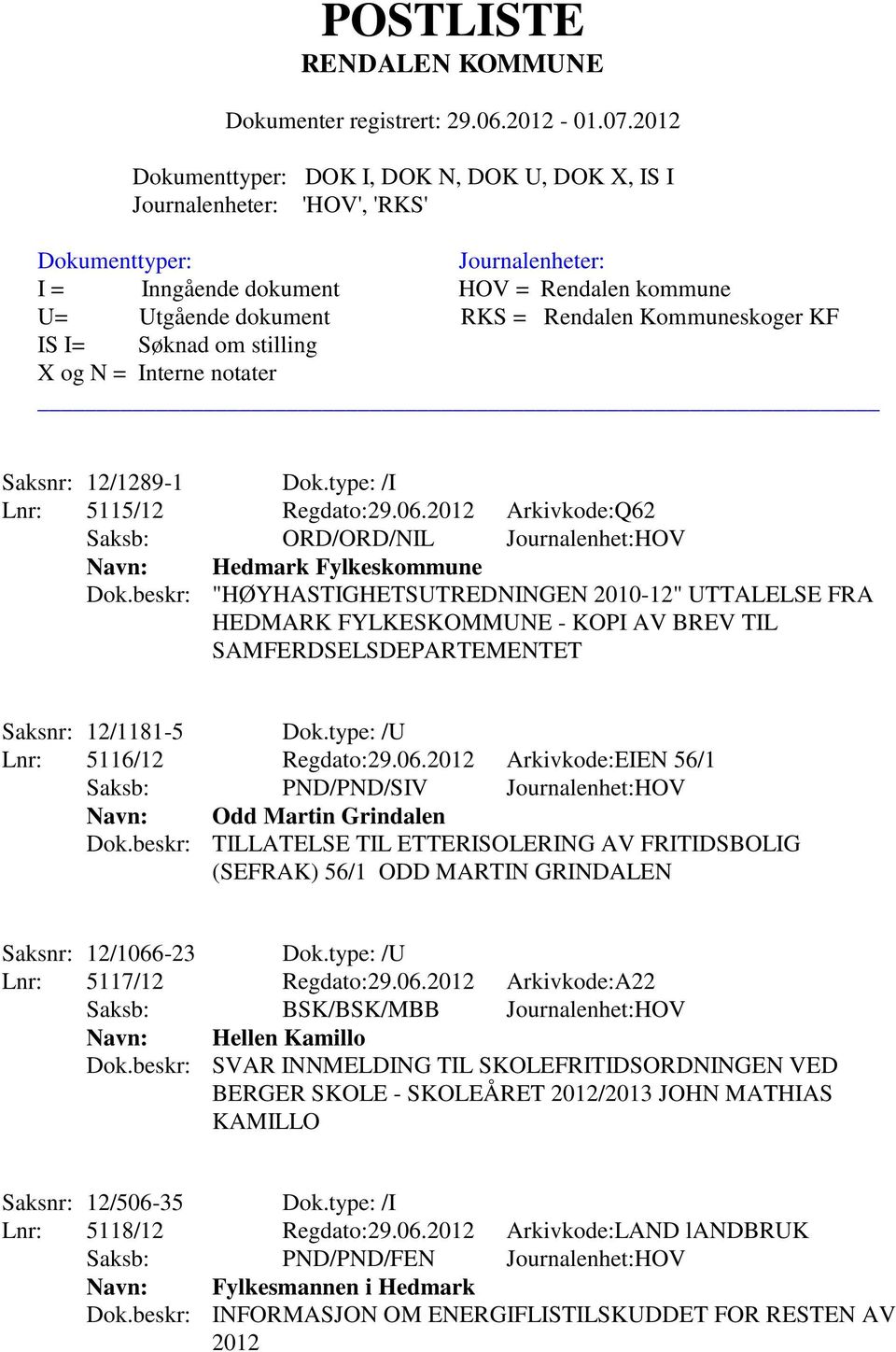 2012 Arkivkode:EIEN 56/1 Navn: Odd Martin Grindalen Dok.beskr: TILLATELSE TIL ETTERISOLERING AV FRITIDSBOLIG (SEFRAK) 56/1 ODD MARTIN GRINDALEN Saksnr: 12/1066-23 Dok.type: /U Lnr: 5117/12 Regdato:29.