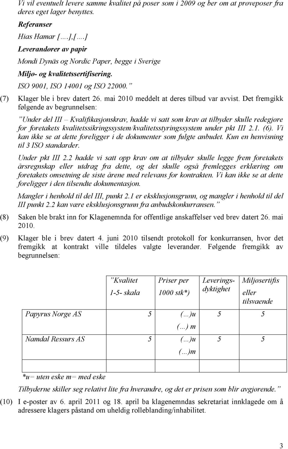 mai 2010 meddelt at deres tilbud var avvist.