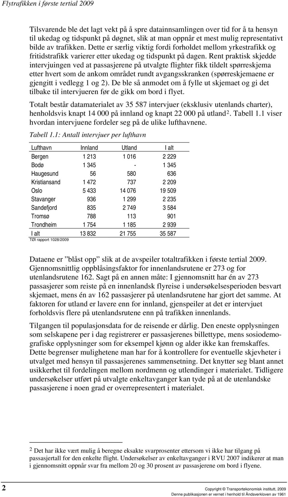 Rent praktisk skjedde intervjuingen ved at passasjerene på utvalgte flighter fikk tildelt spørreskjema etter hvert som de ankom området rundt avgangsskranken (spørreskjemaene er gjengitt i vedlegg 1