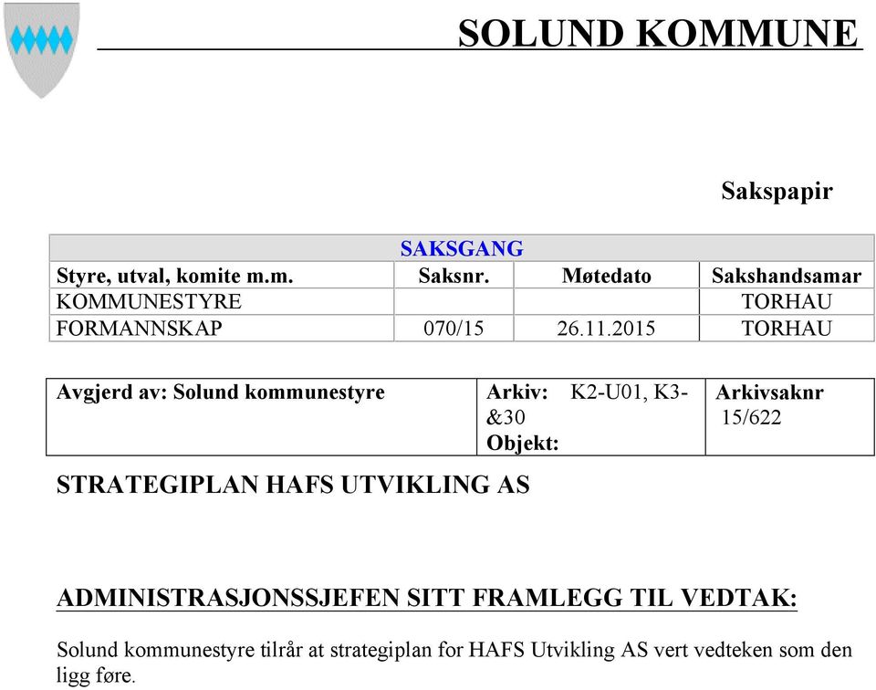 070/15 Møtedato 26.11.