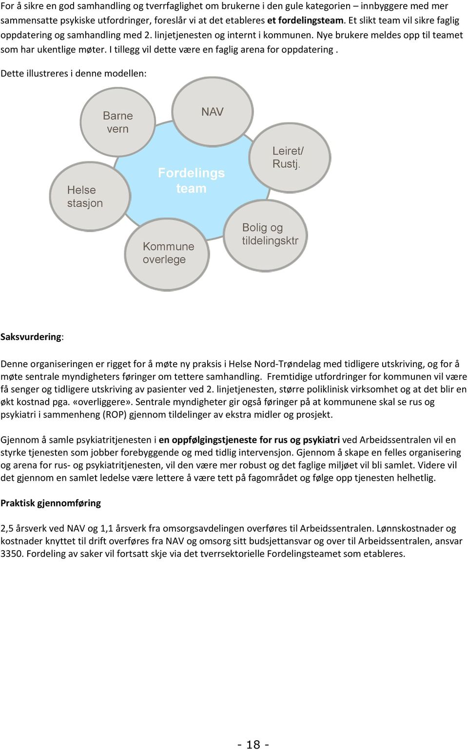 I tillegg vil dette være en faglig arena for oppdatering. Dette illustreres i denne modellen: Helse stasjon Barne vern Fordelings team Kommune overlege NAV Leiret/ Rustj.