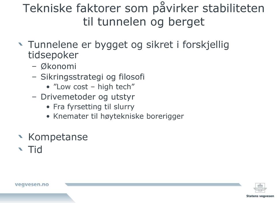 Sikringsstrategi og filosofi Low cost high tech Drivemetoder og