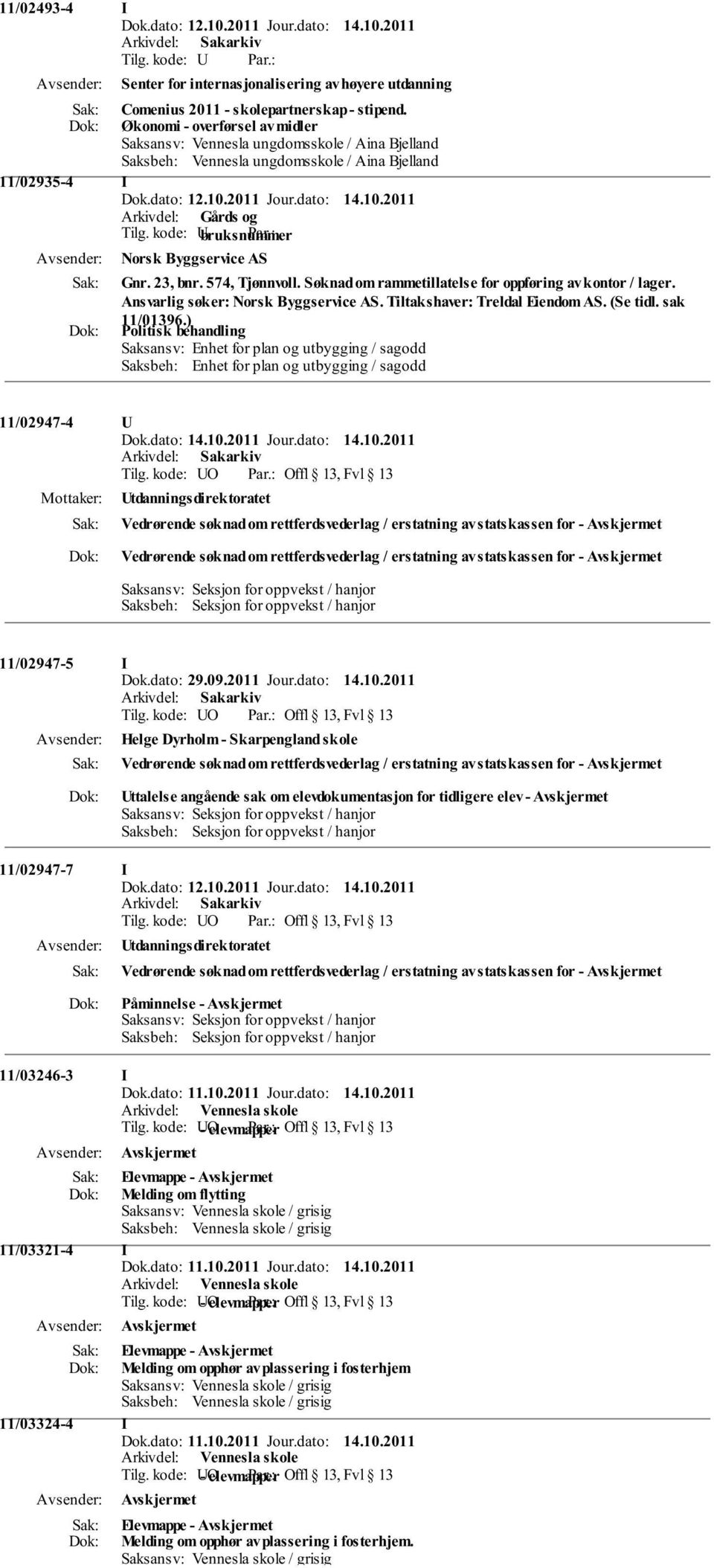 Søknad om rammetillatelse for oppføring av kontor / lager. Ansvarlig søker: Norsk Byggservice AS. Tiltakshaver: Treldal Eiendom AS. (Se tidl. sak 11/01396.