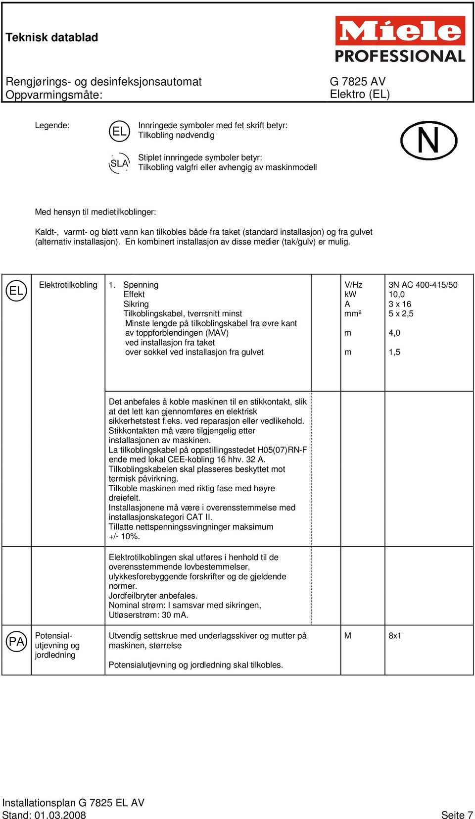 installasjon). En kombinert installasjon av disse medier (tak/gulv) er mulig. Elektrotilkobling 1.