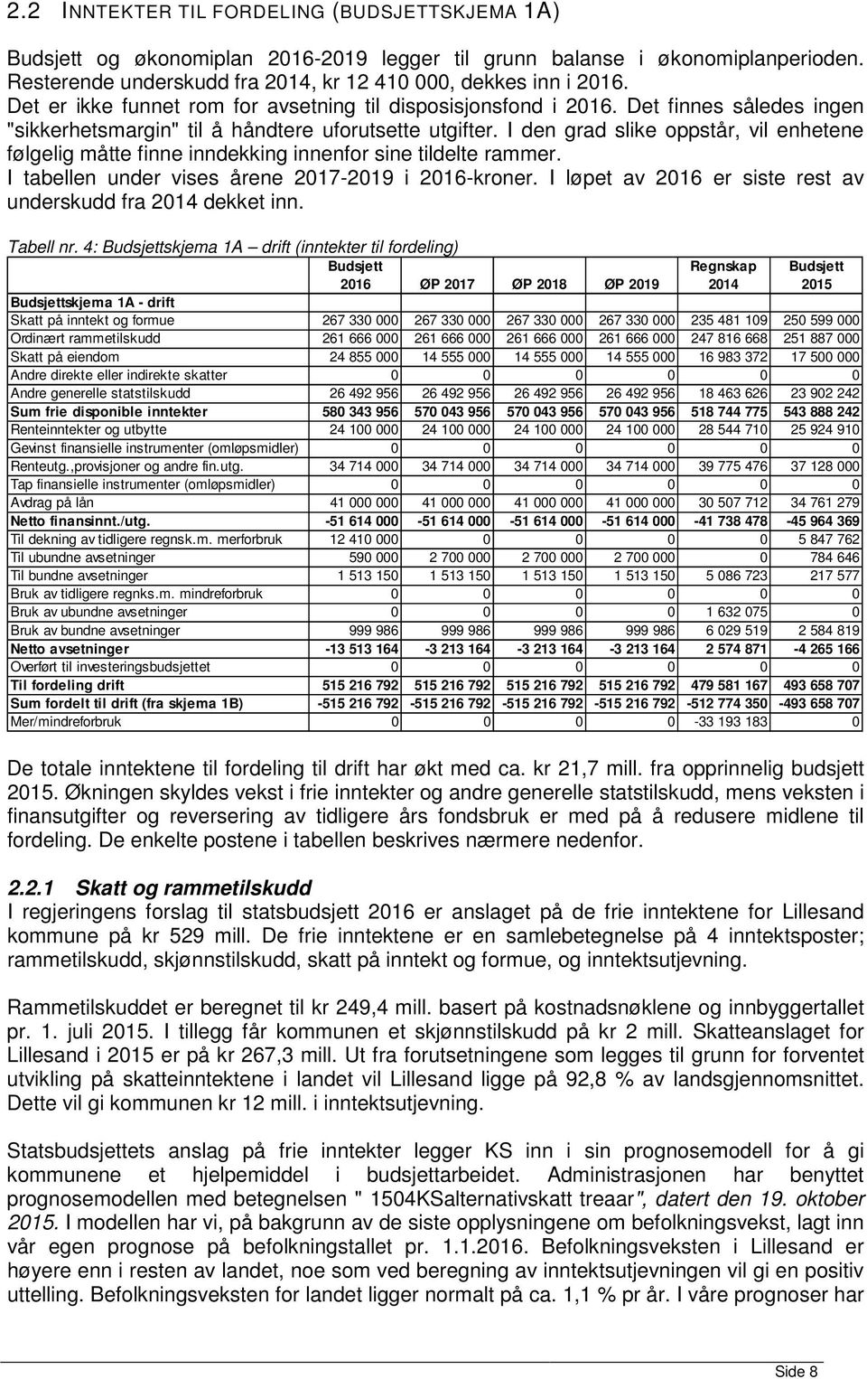 I den grad slike oppstår, vil enhetene følgelig måtte finne inndekking innenfor sine tildelte rammer. I tabellen under vises årene 2017-2019 i 2016-kroner.