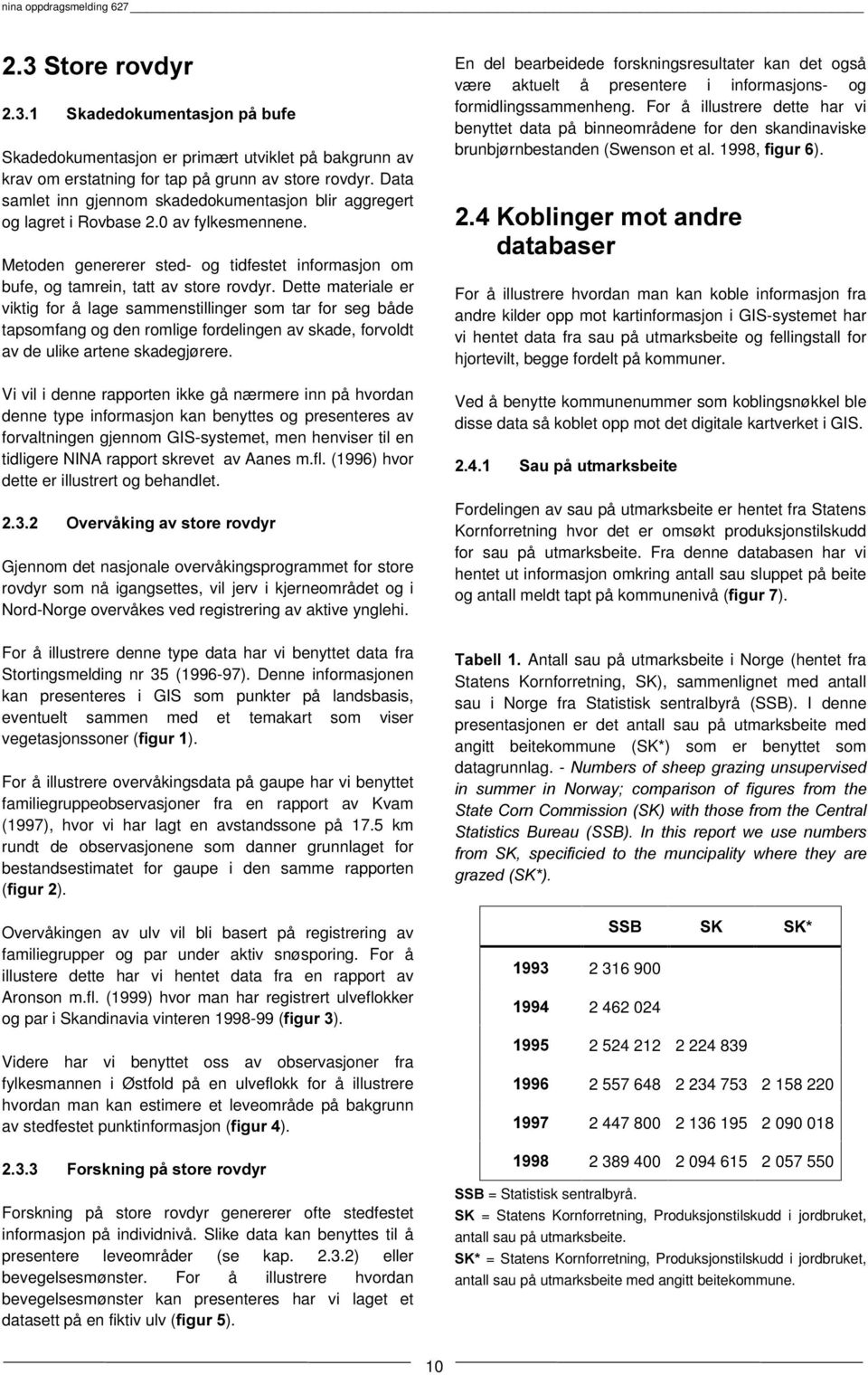 Dette materiale er viktig for å lage sammenstillinger som tar for seg både tapsomfang og den romlige fordelingen av skade, forvoldt av de ulike artene skadegjørere.