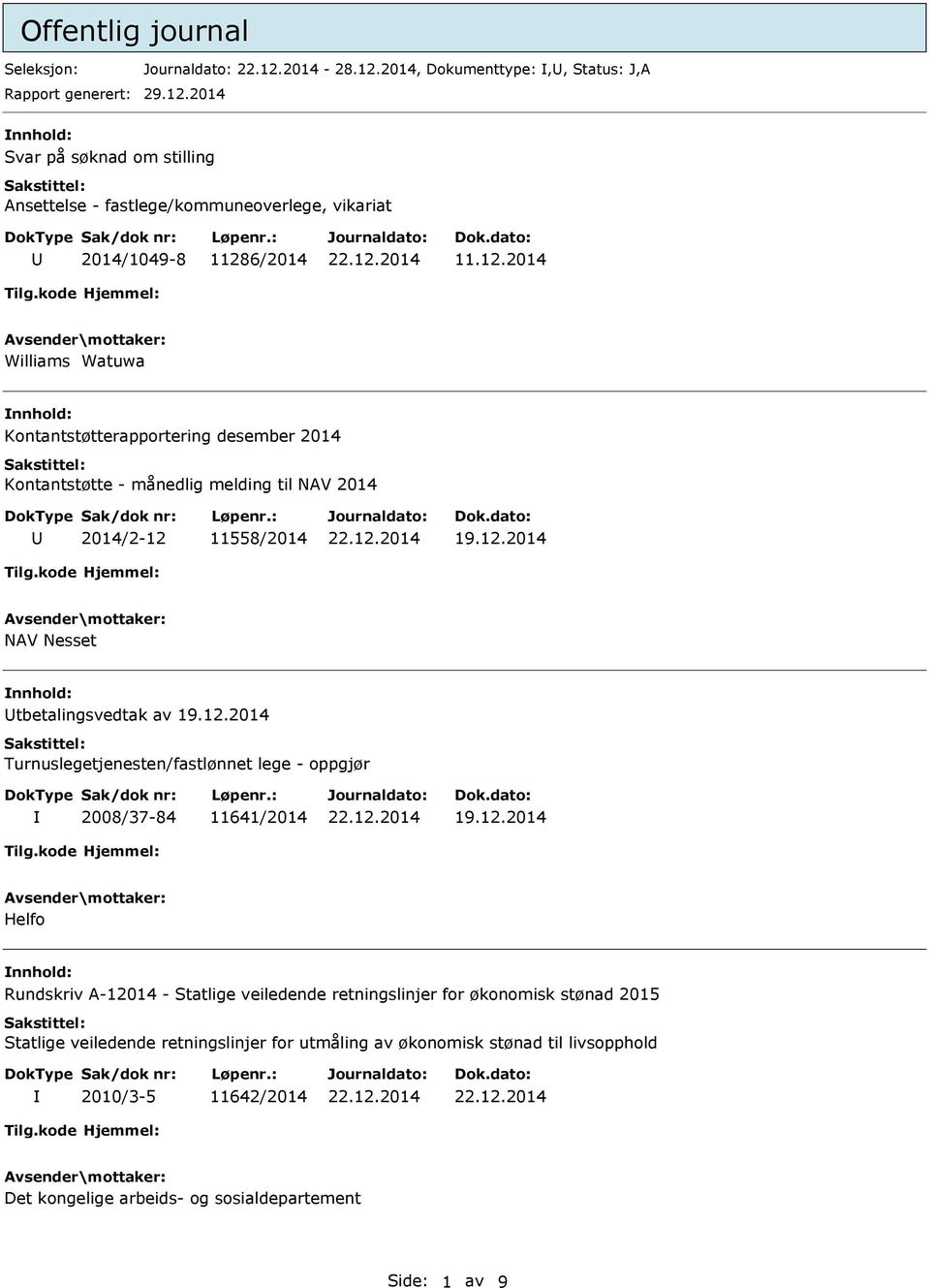 Turnuslegetjenesten/fastlønnet lege - oppgjør 2008/37-84 11641/2014 Helfo nnhold: Rundskriv A-12014 - Statlige veiledende retningslinjer for økonomisk stønad 2015 Statlige