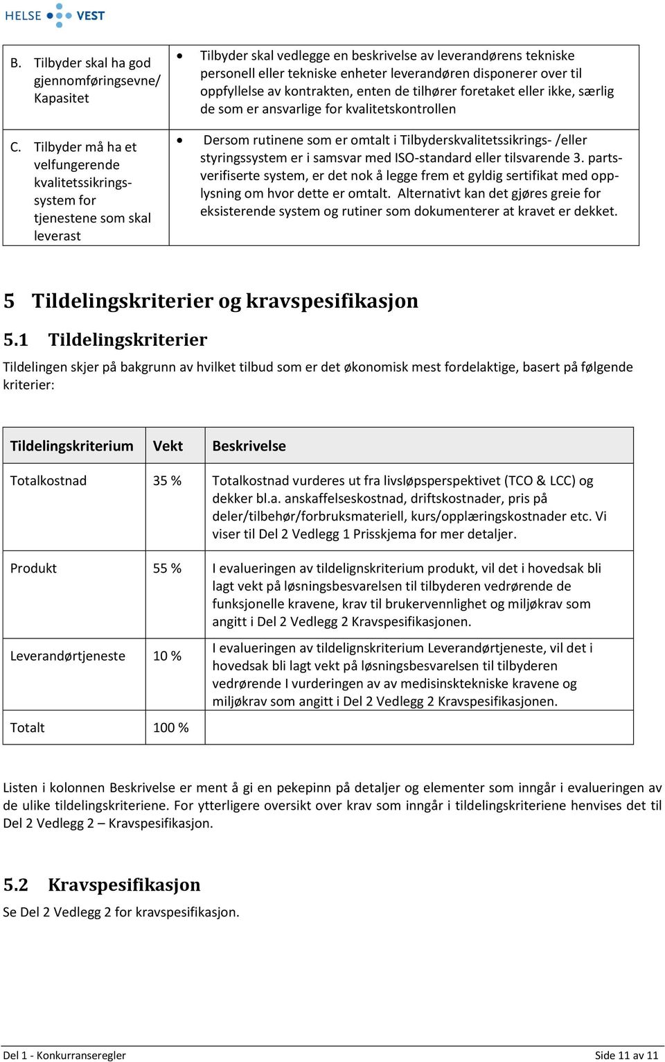 disponerer over til oppfyllelse av kontrakten, enten de tilhører foretaket eller ikke, særlig de som er ansvarlige for kvalitetskontrollen Dersom rutinene som er omtalt i Tilbyderskvalitetssikrings-