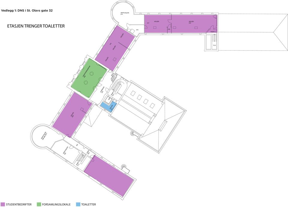 318 TRAPP 3 ATELIÉR 312 ATELIÉR T3-3 ATELIÉR 309 UNDERVISNINGSROM 310 KORRIDOR T2-3