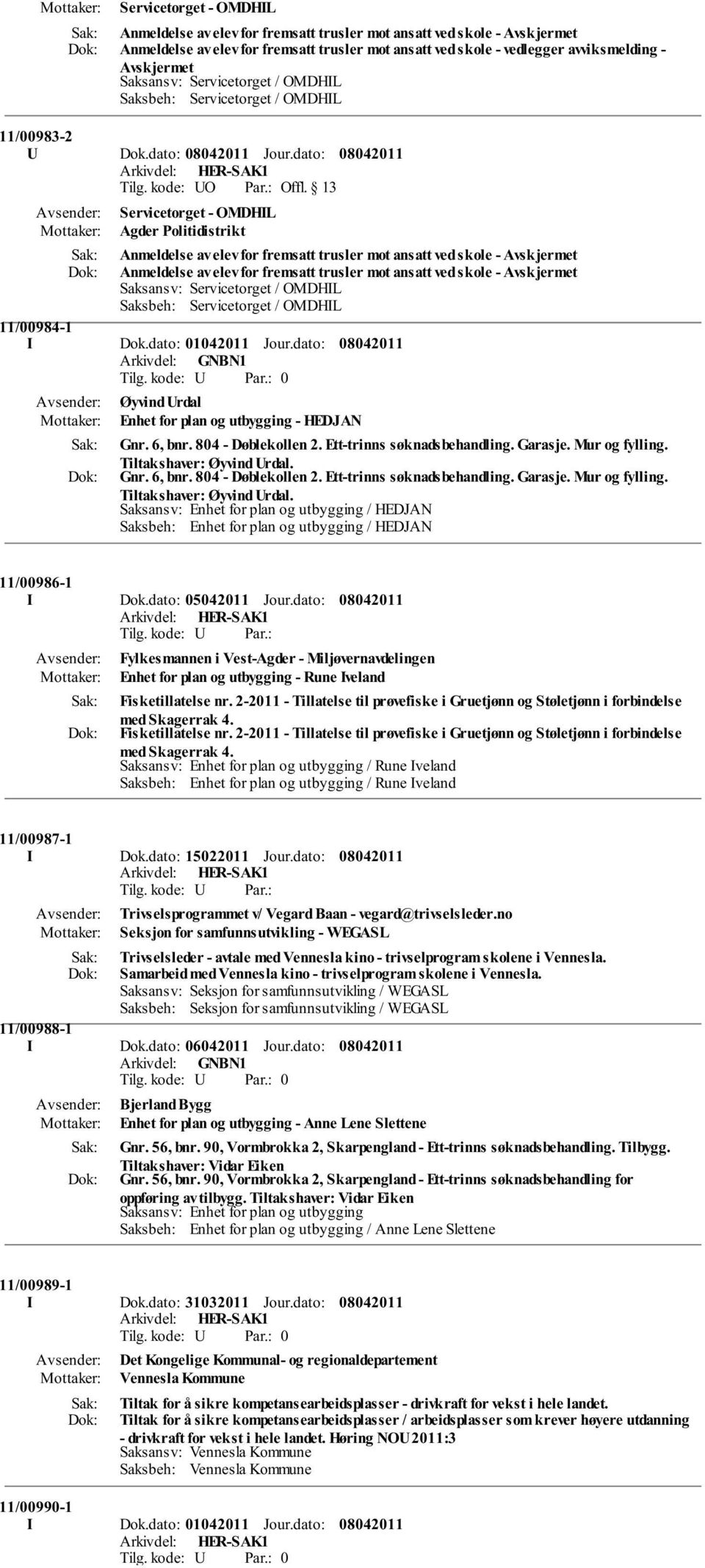 dato: Servicetorget - OMDHIL Agder Politidistrikt Anmeldelse av elev for fremsatt trusler mot ansatt ved skole - Avskjermet Anmeldelse av elev for fremsatt trusler mot ansatt ved skole - Avskjermet