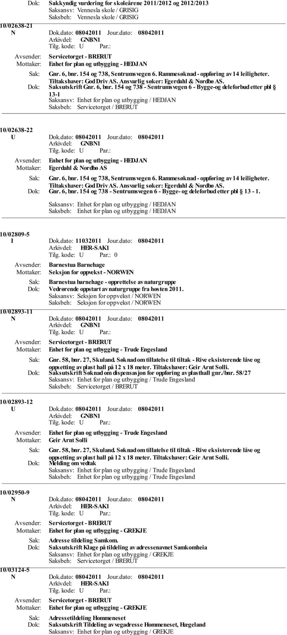 154 og 738 - Sentrumsvegen 6 - Bygge-og deleforbud etter pbl 13-1 Saksansv: Enhet for plan og utbygging / HEDJAN 10/02638-22 U Dok.dato: Jour.