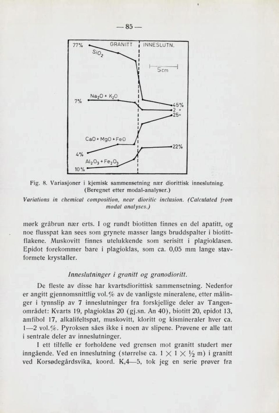 Muskovitt finnes utelukkende som serisitt i plagioklasen. Epidot forekommer bare i plagioklas, som ca. 0,05 mm lange stav formete krystaller. Inneslutninger i granitt og granodioritt. ve tlebte av c!