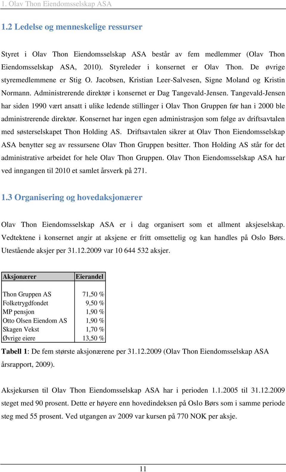 Administrerende direktør i konsernet er Dag Tangevald-Jensen. Tangevald-Jensen har siden 1990 vært ansatt i ulike ledende stillinger i Olav Thon Gruppen før han i 2000 ble administrerende direktør.